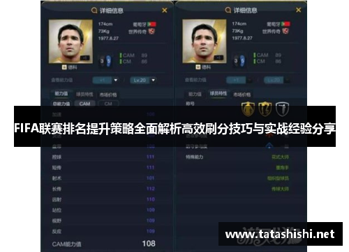 FIFA联赛排名提升策略全面解析高效刷分技巧与实战经验分享